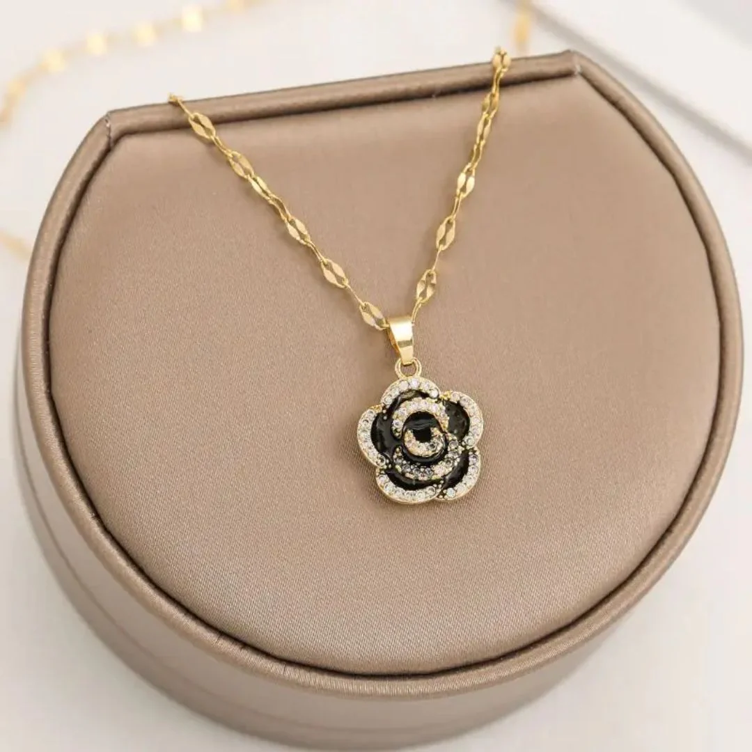 Black Rosy Whirl Necklace - Image 3