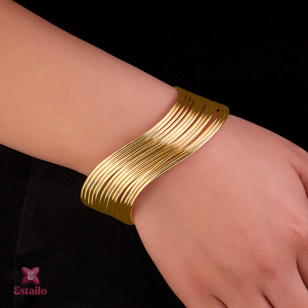 Bold Wide Coil Cuff Bracelet - Image 4