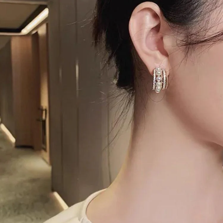 Royal Pearl Hoops Earring - Image 5