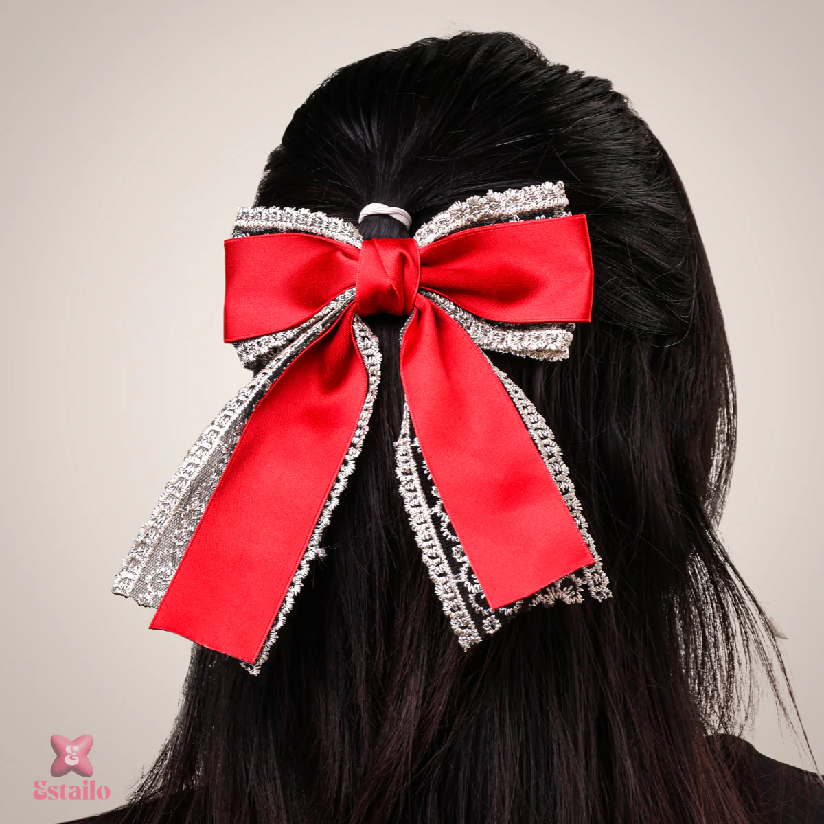 Crimson Elegance Bow Clip - Image 4