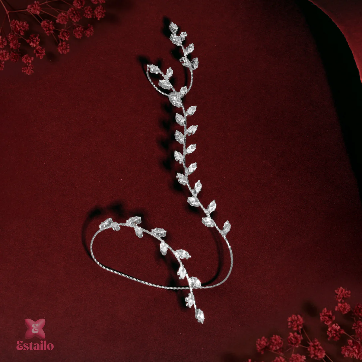 Floral Leaf Solitaire Hand Jewellery - Image 4