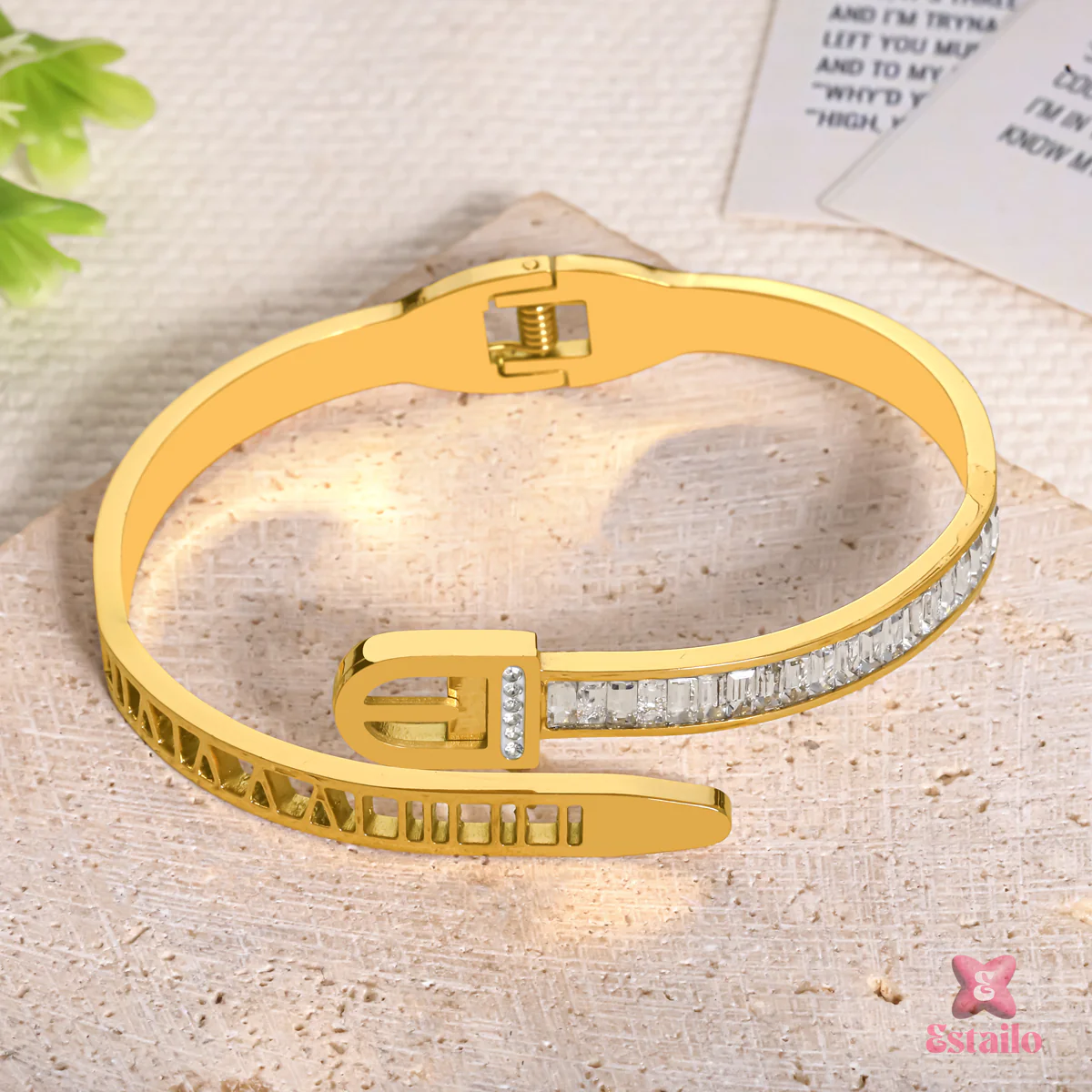 Gilded Buckle Cuff Bracelet - Image 2