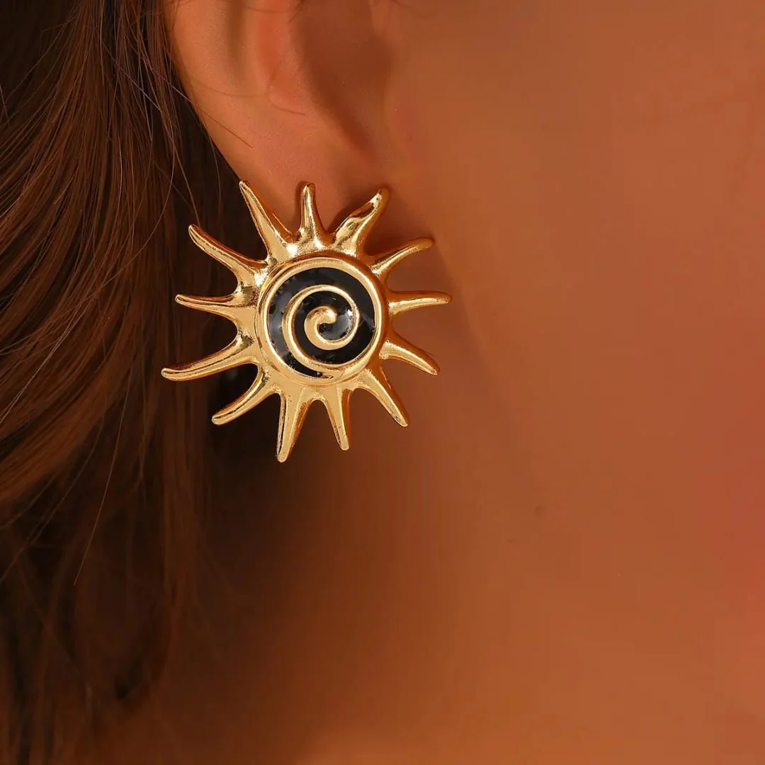 Goddess Sun Stud Earrings - Image 2
