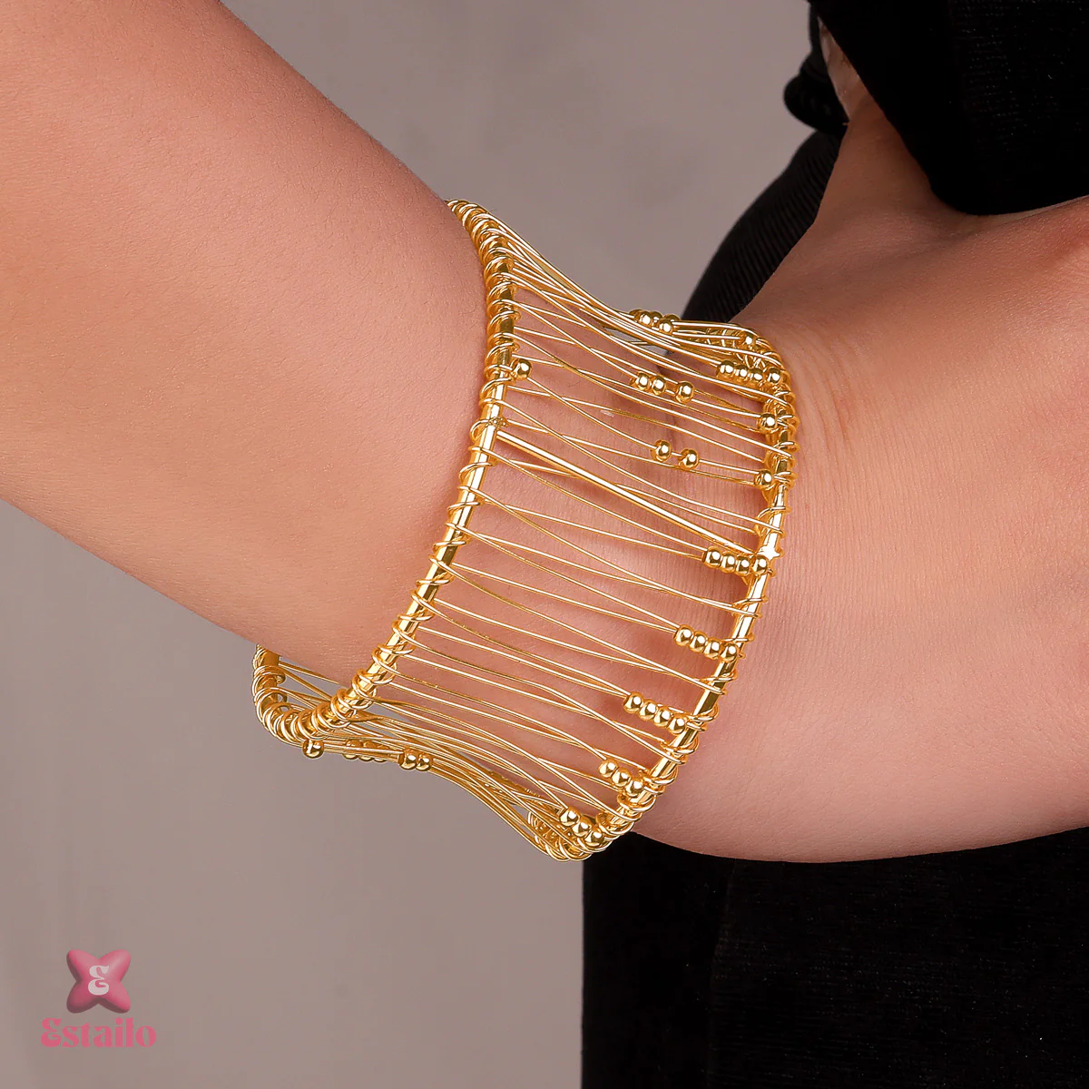 Golden Ripple Embrace Cuff Bracelet - Image 4