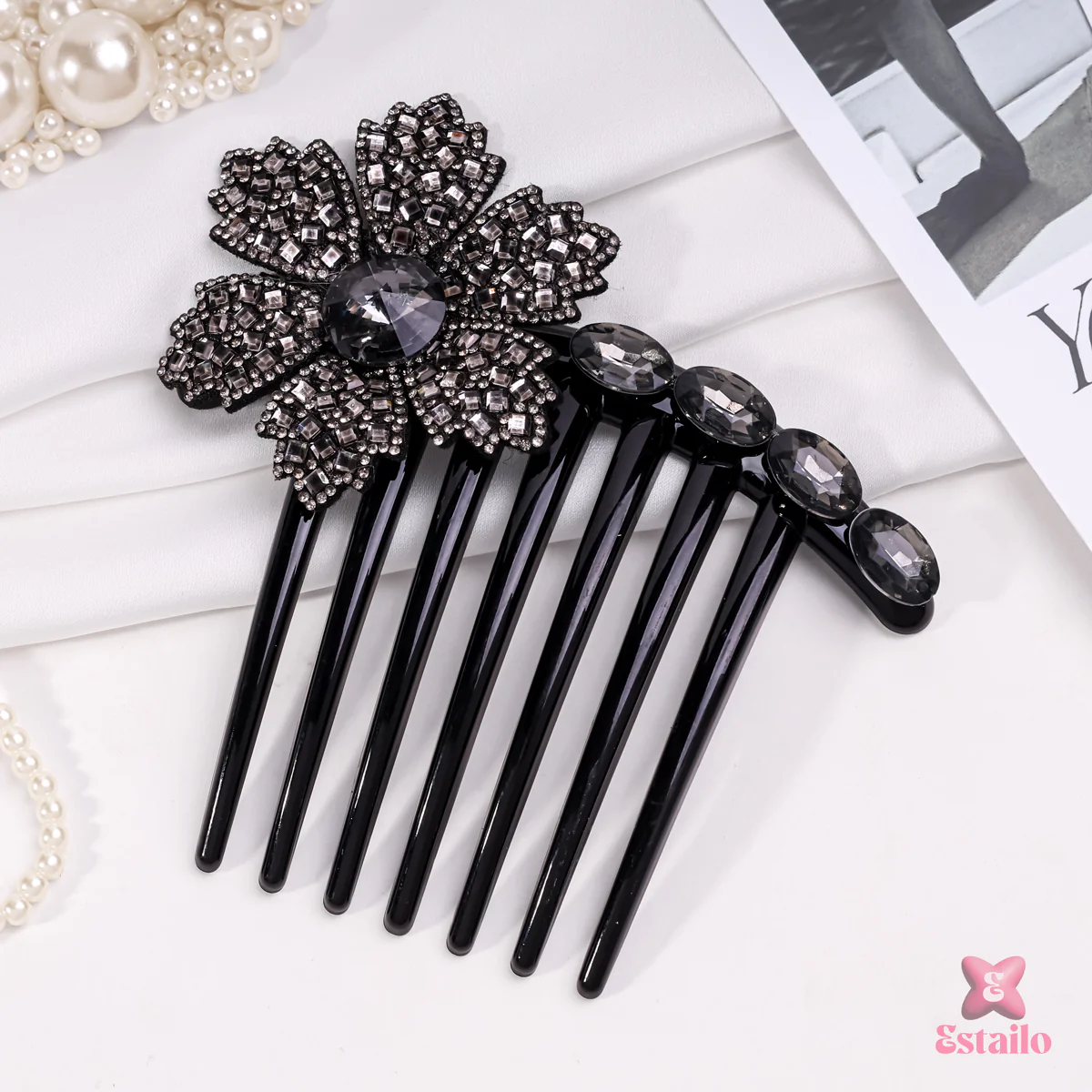 Onyx Petal Hair Comb - Image 2