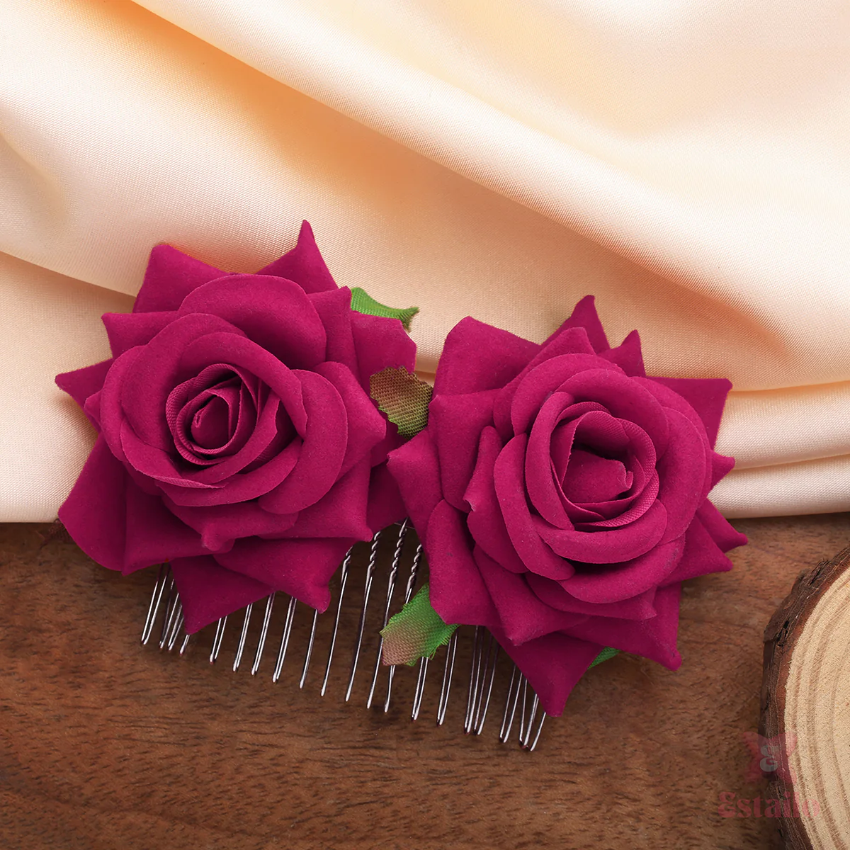 Pink Rose Hair Comb - Image 2