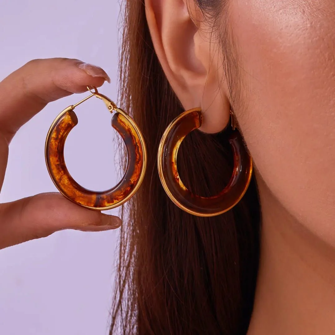 Retro Chic Brown Hoops Earring