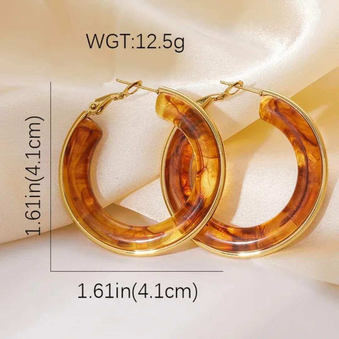 Retro Chic Brown Hoops Earring - Image 5