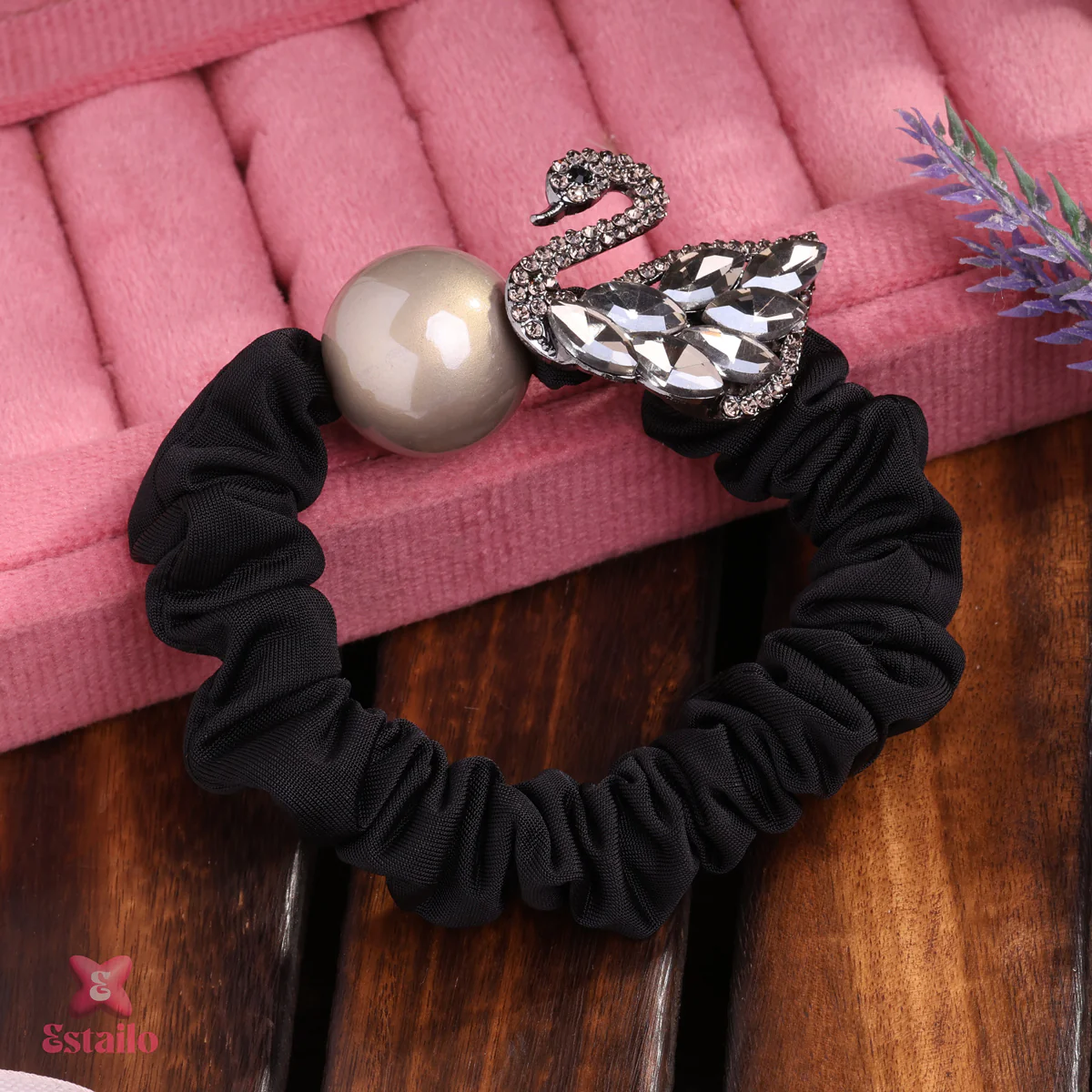 Rhinestone Swan Hair Tie