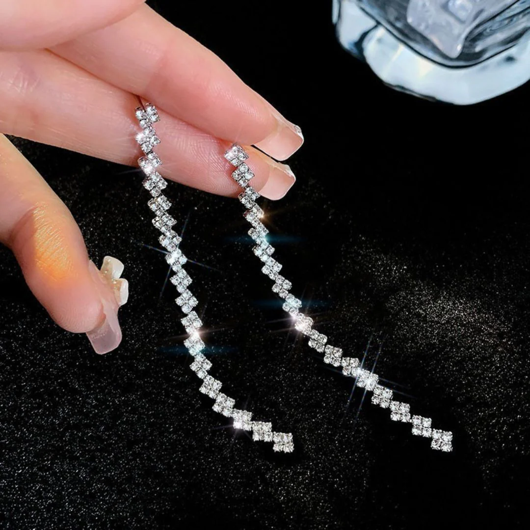 Rhinestone Tassel Earrings - Image 6
