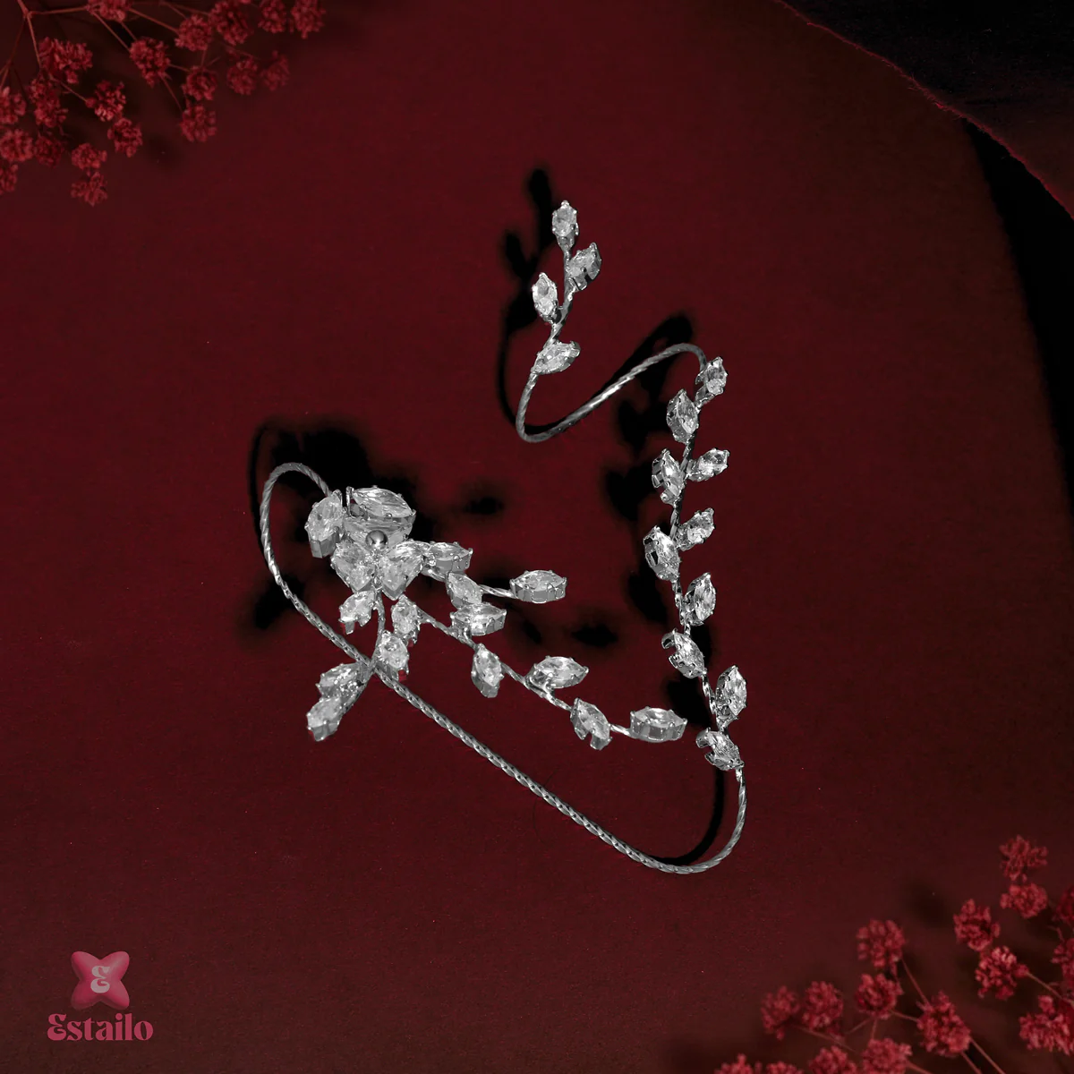 Starlight Petal Solitaire Hand Jewellery - Image 4
