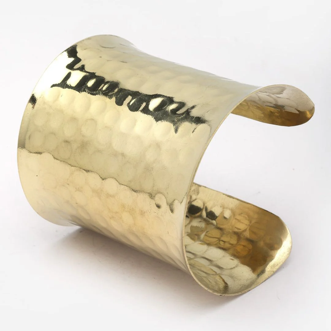 Wide Hammered Cuff Bracelet - Image 2