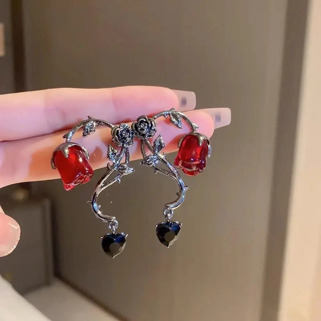 Witchy Rose & Heart Earrings - Image 3